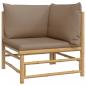 Preview: 2-tlg. Garten-Lounge-Set mit Taupe Kissen Bambus