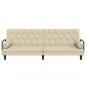 Preview: Schlafsofa mit Armlehnen Creme Stoff