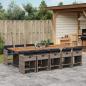 Preview: ARDEBO.de - 11-tlg. Garten-Essgruppe mit Kissen Grau Poly Rattan