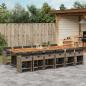 Preview: ARDEBO.de - 13-tlg. Garten-Essgruppe mit Kissen Grau Poly Rattan