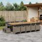 Preview: ARDEBO.de - 15-tlg. Garten-Essgruppe mit Kissen Grau Poly Rattan