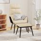 Preview: ARDEBO.de - Relaxsessel mit Hocker Creme Stoff und Kunstleder