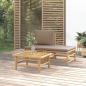 Preview: ARDEBO.de - 3-tlg. Garten-Lounge-Set mit Taupe Kissen Bambus