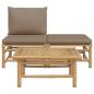 Preview: 3-tlg. Garten-Lounge-Set mit Taupe Kissen Bambus