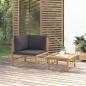 Preview: ARDEBO.de - 2-tlg. Garten-Lounge-Set mit Dunkelgrauen Kissen Bambus