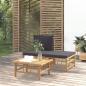 Preview: ARDEBO.de - 3-tlg. Garten-Lounge-Set mit Dunkelgrauen Kissen Bambus