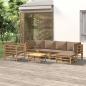 Preview: ARDEBO.de - 7-tlg. Garten-Lounge-Set mit Taupe Kissen Bambus