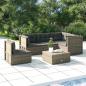 Preview: ARDEBO.de - 5-tlg. Garten-Lounge-Set mit Kissen Grau Poly Rattan