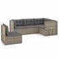 Preview: 5-tlg. Garten-Lounge-Set mit Kissen Grau Poly Rattan