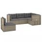 Preview: 5-tlg. Garten-Lounge-Set mit Kissen Grau Poly Rattan