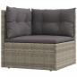 Preview: 5-tlg. Garten-Lounge-Set mit Kissen Grau Poly Rattan