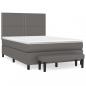 Preview: Boxspringbett mit Matratze Grau 140x190 cm Kunstleder