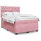 Preview: ARDEBO.de - Boxspringbett mit Matratze Rosa 140x190 cm Samt