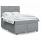 Preview: ARDEBO.de - Boxspringbett mit Matratze Hellgrau 140x190 cm Stoff