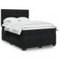 Preview: ARDEBO.de - Boxspringbett mit Matratze Schwarz 140x190 cm Samt