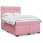 Preview: ARDEBO.de - Boxspringbett mit Matratze Rosa 140x190 cm Samt