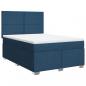 Preview: Boxspringbett mit Matratze Blau 140x190 cm Stoff