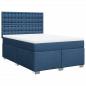 Preview: Boxspringbett mit Matratze Blau 140x190 cm Stoff