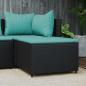 Preview: ARDEBO.de - Gartenhocker mit Kissen Schwarz Poly Rattan