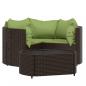 Preview: 4-tlg. Garten-Lounge-Set mit Kissen Braun Poly Rattan