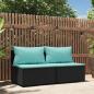 Preview: ARDEBO.de - Garten-Mittelsofas mit Kissen 2 Stk. Schwarz Poly Rattan