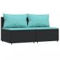 Preview: Garten-Mittelsofas mit Kissen 2 Stk. Schwarz Poly Rattan