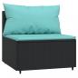 Preview: Garten-Mittelsofas mit Kissen 2 Stk. Schwarz Poly Rattan