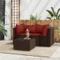 Preview: ARDEBO.de - 3-tlg. Garten-Lounge-Set mit Kissen Braun Poly Rattan