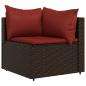 Preview: 3-tlg. Garten-Lounge-Set mit Kissen Braun Poly Rattan