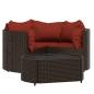 Preview: 4-tlg. Garten-Lounge-Set mit Kissen Braun Poly Rattan