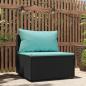 Preview: ARDEBO.de - Garten-Mittelsofa mit Kissen Schwarz Poly Rattan