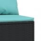 Preview: Garten-Mittelsofa mit Kissen Schwarz Poly Rattan