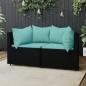 Preview: ARDEBO.de - Garten-Ecksofas mit Kissen 2 Stk. Schwarz Poly Rattan