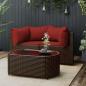 Preview: ARDEBO.de - 3-tlg. Garten-Lounge-Set mit Kissen Braun Poly Rattan