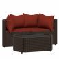 Preview: 3-tlg. Garten-Lounge-Set mit Kissen Braun Poly Rattan