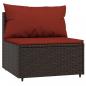 Preview: Garten-Mittelsofa mit Kissen Braun Poly Rattan