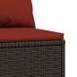 Preview: Garten-Mittelsofa mit Kissen Braun Poly Rattan