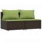 Preview: Garten-Mittelsofas mit Kissen 2 Stk. Braun Poly Rattan