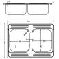 Preview: Doppelspüle Silbern 800x600x155 mm Edelstahl