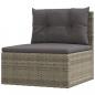 Preview: 7-tlg. Garten-Lounge-Set mit Kissen Grau Poly Rattan