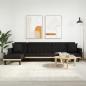 Preview: ARDEBO.de - Schlafsofa in L-Form Schwarz 271x140x70 cm Samt