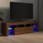 Preview: ARDEBO.de - TV-Schrank mit LED-Leuchten Braun Eichen-Optik 140x36,5x40 cm