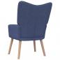 Preview: Relaxsessel mit Hocker Blau Stoff