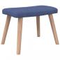 Preview: Relaxsessel mit Hocker Blau Stoff