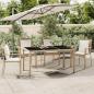 Preview: ARDEBO.de - Gartentisch mit Glasplatte Beige Poly Rattan & Hartglas