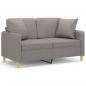 Preview: 2-Sitzer-Sofa mit Zierkissen Taupe 120 cm Stoff