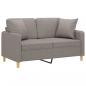 Preview: 2-Sitzer-Sofa mit Zierkissen Taupe 120 cm Stoff