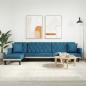 Preview: ARDEBO.de - Schlafsofa in L-Form Blau 271x140x70 cm Samt