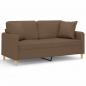 Preview: 2-Sitzer-Sofa mit Zierkissen Braun 140 cm Stoff