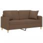 Preview: 2-Sitzer-Sofa mit Zierkissen Braun 140 cm Stoff